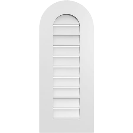 Ekena Millwork Round Top Surface Mount PVC Gable Vent: Functional, w/ 3-1/2"W x 1"P Standard Frame, 14"W x 34"H GVPRT14X3401SF